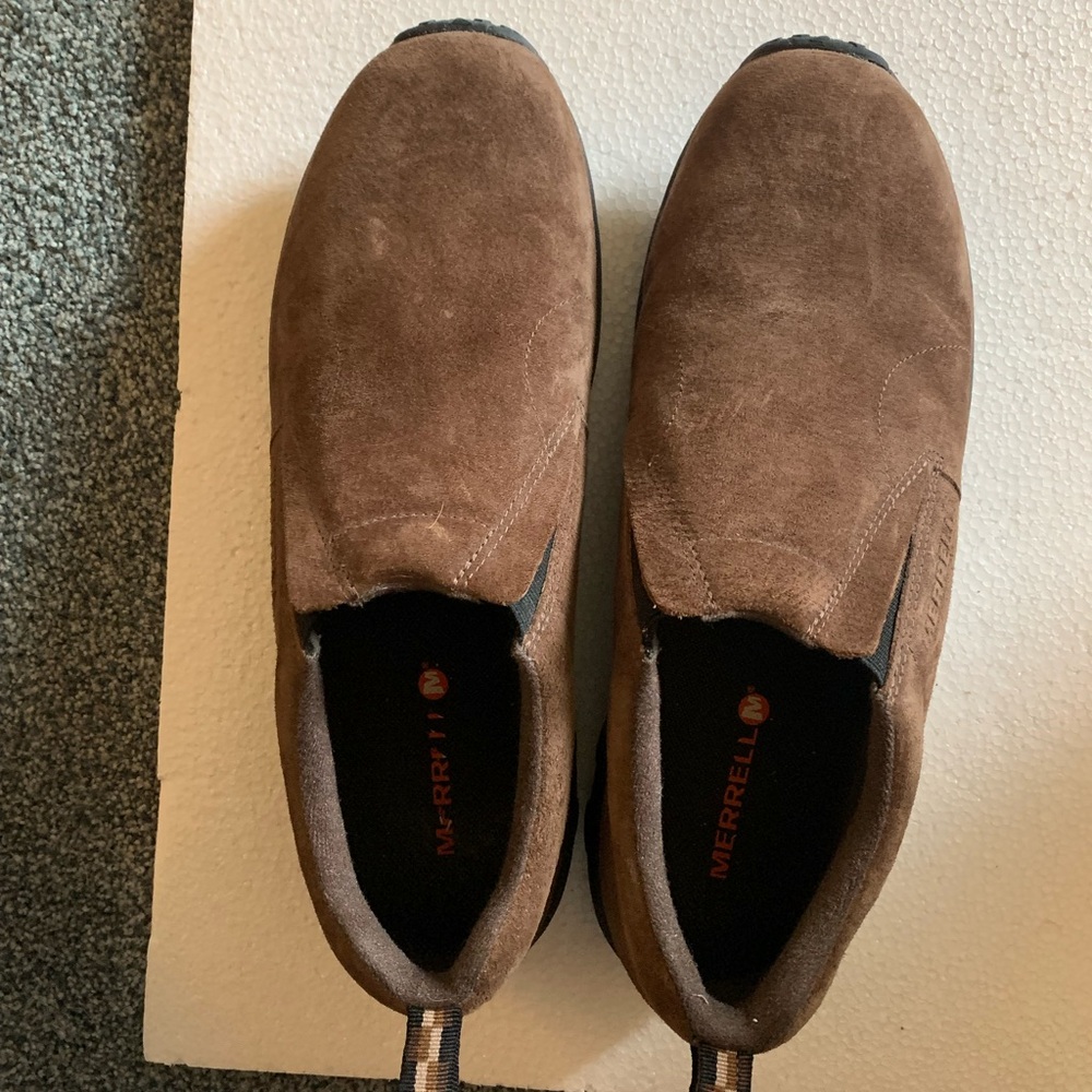 Merrell Brown Suede Slip-On Shoes with Elastic Panels